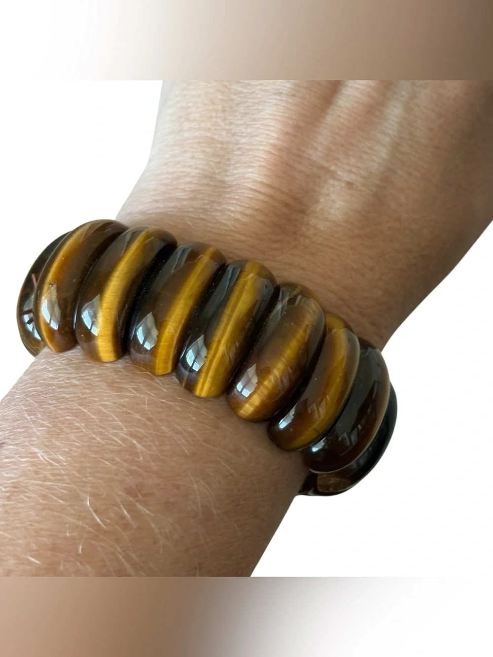 Tiger Eye Bracelet Semi-Precious Stretchable Beaded Natural Boho Gypsy